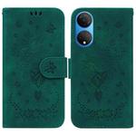 For Honor X7 Butterfly Rose Embossed Leather Phone Case(Green)