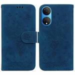 For Honor X7 Butterfly Rose Embossed Leather Phone Case(Blue)