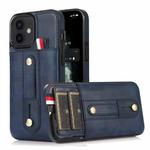 For iPhone 12 / 12 Pro Wristband Kickstand Wallet Leather Phone Case(Blue)