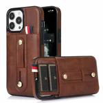 For iPhone 12 Pro Max Wristband Kickstand Wallet Leather Phone Case(Brown)