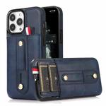 For iPhone 12 Pro Max Wristband Kickstand Wallet Leather Phone Case(Blue)
