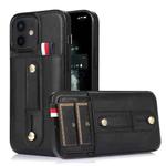 For iPhone 11 Wristband Kickstand Wallet Leather Phone Case (Black)