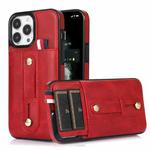 For iPhone 11 Pro Max Wristband Kickstand Wallet Leather Phone Case (Red)