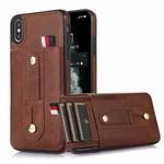 For iPhone XR Wristband Kickstand Wallet Leather Phone Case(Brown)
