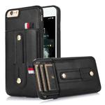 For iPhone SE 2022 / SE 2020 / 8 / 7 Wristband Kickstand Wallet Leather Phone Case(Black)