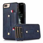 Wristband Kickstand Wallet Leather Phone Case For iPhone 7 Plus / 8 Plus(Blue)