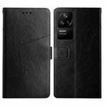 For Xiaomi Poco F4 5G Y Stitching Horizontal Flip Leather Phone Case(Black)