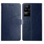 For Xiaomi Poco F4 5G Y Stitching Horizontal Flip Leather Phone Case(Blue)