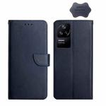 For Xiaomi Poco F4 5G Genuine Leather Fingerprint-proof Horizontal Flip Phone Case(Blue)