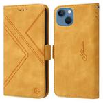 For iPhone 14 / 13 RFID Geometric Line Flip Leather Phone Case(Yellow)