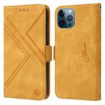 For iPhone 14 Pro RFID Geometric Line Flip Leather Phone Case(Yellow)