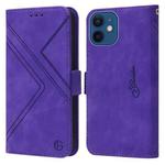 For iPhone 13 mini  / 12 mini RFID Geometric Line Flip Leather Phone Case(Purple)
