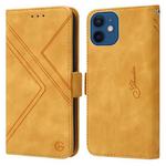 For iPhone 13 mini  / 12 mini RFID Geometric Line Flip Leather Phone Case(Yellow)