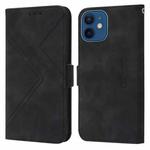 For iPhone 13 mini  / 12 mini RFID Geometric Line Flip Leather Phone Case(Black)