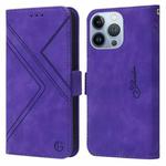 For iPhone 13 Pro RFID Geometric Line Flip Leather Phone Case(Purple)
