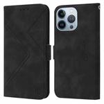 For iPhone 13 Pro RFID Geometric Line Flip Leather Phone Case(Black)