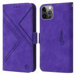 For iPhone 12 / 12 Pro RFID Geometric Line Flip Leather Phone Case(Purple)