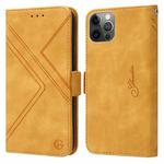 For iPhone 12 / 12 Pro RFID Geometric Line Flip Leather Phone Case(Yellow)