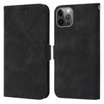 For iPhone 12 / 12 Pro RFID Geometric Line Flip Leather Phone Case(Black)