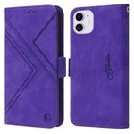 For iPhone 11 RFID Geometric Line Flip Leather Phone Case (Purple)