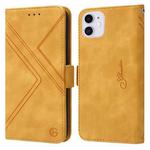 For iPhone 11 RFID Geometric Line Flip Leather Phone Case (Yellow)