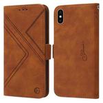 For iPhone X / XS RFID Geometric Line Flip Leather Phone Case(Brown)