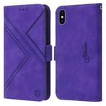 For iPhone X / XS RFID Geometric Line Flip Leather Phone Case(Purple)