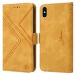 For iPhone X / XS RFID Geometric Line Flip Leather Phone Case(Yellow)