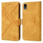 For iPhone XR RFID Geometric Line Flip Leather Phone Case(Yellow)