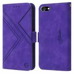 For iPhone SE 2022 / SE 2020 / 8 / 7 RFID Geometric Line Flip Leather Phone Case(Purple)