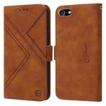 RFID Geometric Line Flip Leather Phone Case For iPhone 8 Plus / 7 Plus / 6 Plus(Brown)