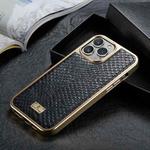 For iPhone 13 Fierre Shann Snake Texture Electroplating PU Phone Case(Black)