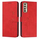 For Tecno Camon 17 Pro/Camon 17P Skin Feel Heart Pattern Leather Phone Case(Red)