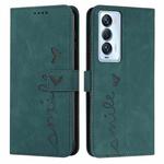 For Tecno Camon 18 Premier Skin Feel Heart Pattern Leather Phone Case(Green)