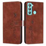 For Tecno POP 5 LTE Skin Feel Heart Pattern Leather Phone Case(Brown)