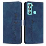 For Tecno POP 5 LTE Skin Feel Heart Pattern Leather Phone Case(Blue)
