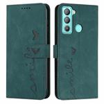 For Tecno POP 5 LTE Skin Feel Heart Pattern Leather Phone Case(Green)