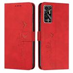 For Tecno Pova 2 Skin Feel Heart Pattern Leather Phone Case(Red)