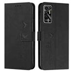 For Tecno Pova 2 Skin Feel Heart Pattern Leather Phone Case(Black)