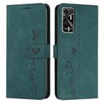 For Tecno Pova 2 Skin Feel Heart Pattern Leather Phone Case(Green)