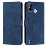 For Tecno Spark 6 Go/Spark Go 2020 Skin Feel Heart Pattern Leather Phone Case(Blue)