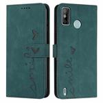 For Tecno Spark 6 Go/Spark Go 2020 Skin Feel Heart Pattern Leather Phone Case(Green)