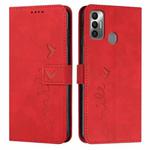 For Tecno Spark 7T/Spark 7 Skin Feel Heart Pattern Leather Phone Case(Red)