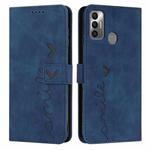 For Tecno Spark 7T/Spark 7 Skin Feel Heart Pattern Leather Phone Case(Blue)