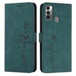 For Tecno Spark 7T/Spark 7 Skin Feel Heart Pattern Leather Phone Case(Green)