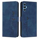 For Tecno Spark 8 Pro Skin Feel Heart Pattern Leather Phone Case(Blue)