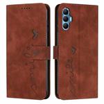 For Tecno Spark 8P Skin Feel Heart Pattern Leather Phone Case(Brown)