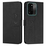 For Tecno Spark Go 2022 Skin Feel Heart Pattern Leather Phone Case(Black)