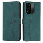 For Tecno Spark Go 2022 Skin Feel Heart Pattern Leather Phone Case(Green)