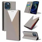3-Splicing Flip Microfiber Leather Phone Case For iPhone 13 Pro(Grey)
